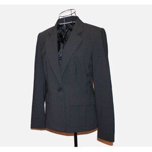 Anne Klein Black Blazer 6 Petite Lined Button Front Jacket with Pockets